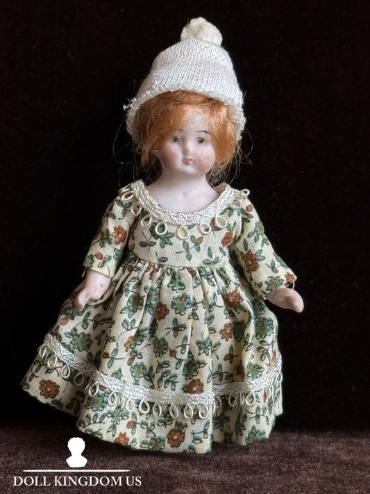 Antique German 3.5” All Bisque Mignonette Frozen Charlotte Style Doll