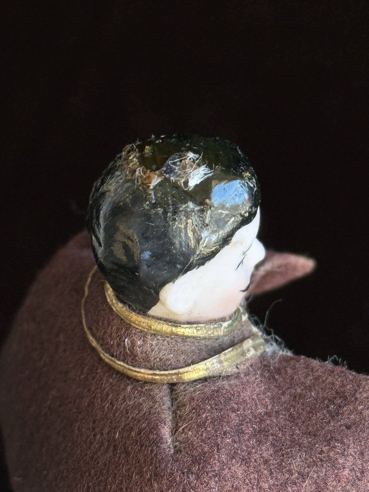 Antique German 4.875” Bisque Miniature Dollhouse Male Mustache Soldier Doll