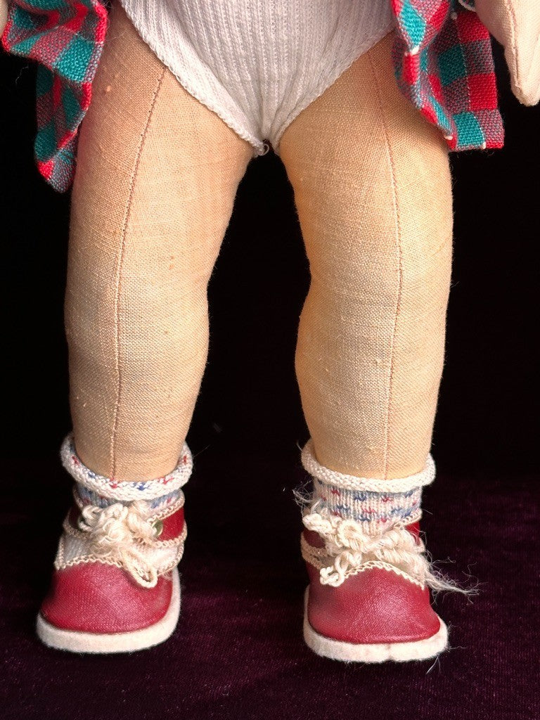 Vintage German Hildegard Krahmer Puppen 13" Carved Wooden Cloth LE Doll