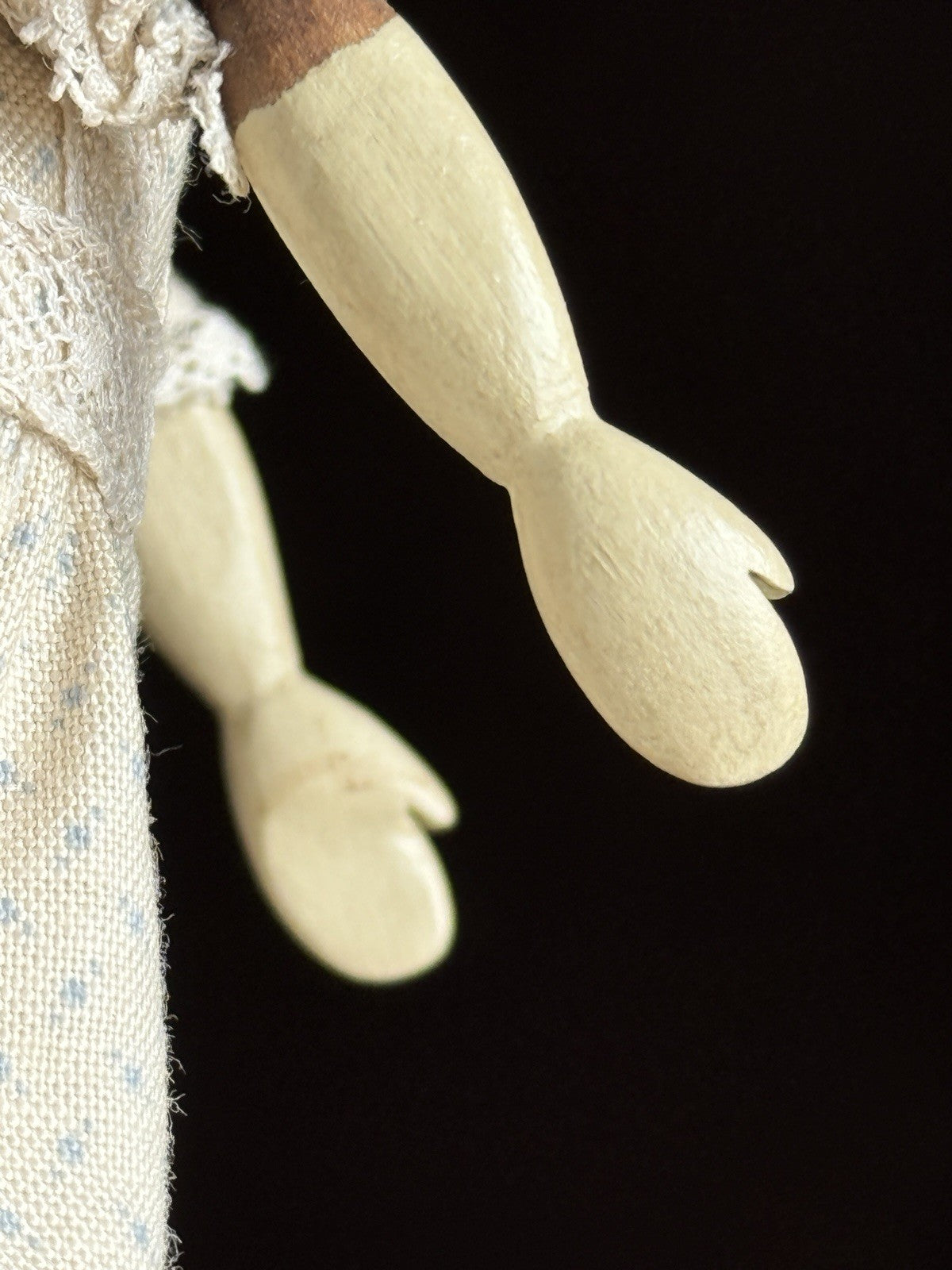 Collectible Handcarved 6.5" Wooden Hitty Girl Doll By Artist Gail Wilson