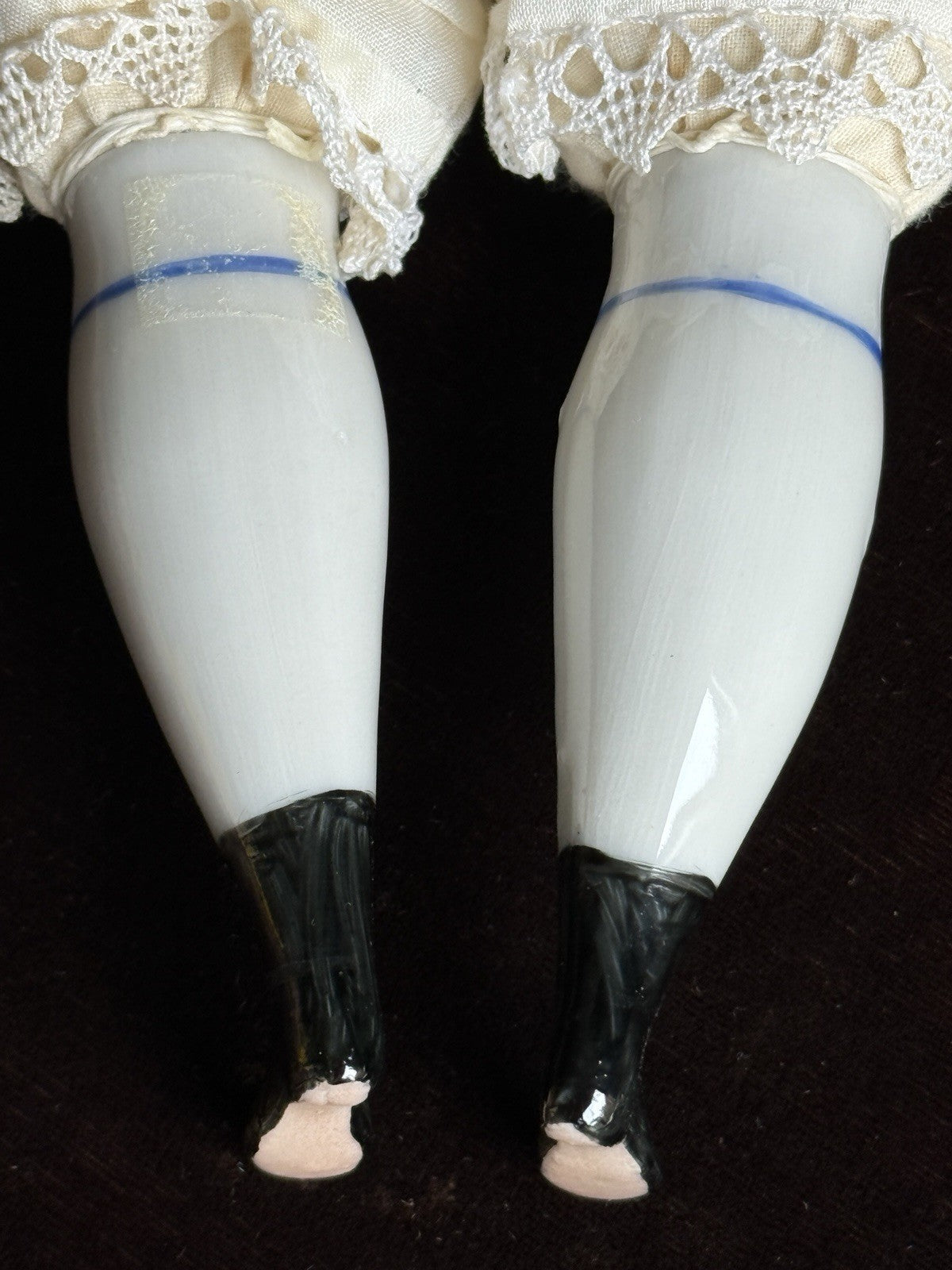 Antique German 14” Flat Top China Head Fashion Doll with Brown Eyes