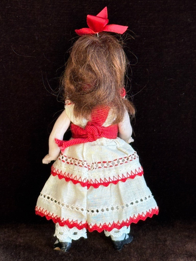 Antique German 4.75” All Bisque Closed Mouth Mignonette Doll