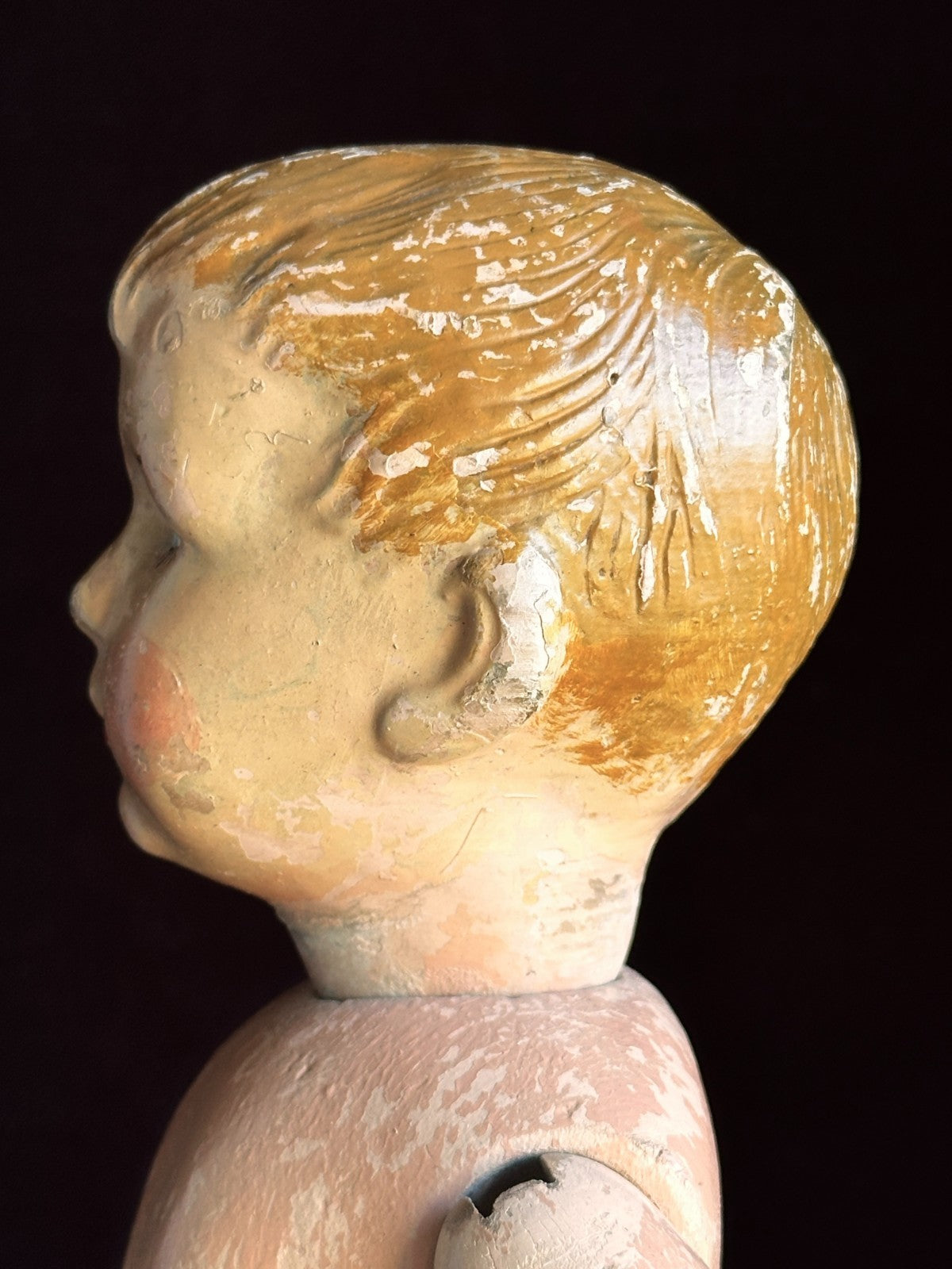 Antique American 16” Schoenhut 204 Series Wooden Boy Doll Carved Hair
