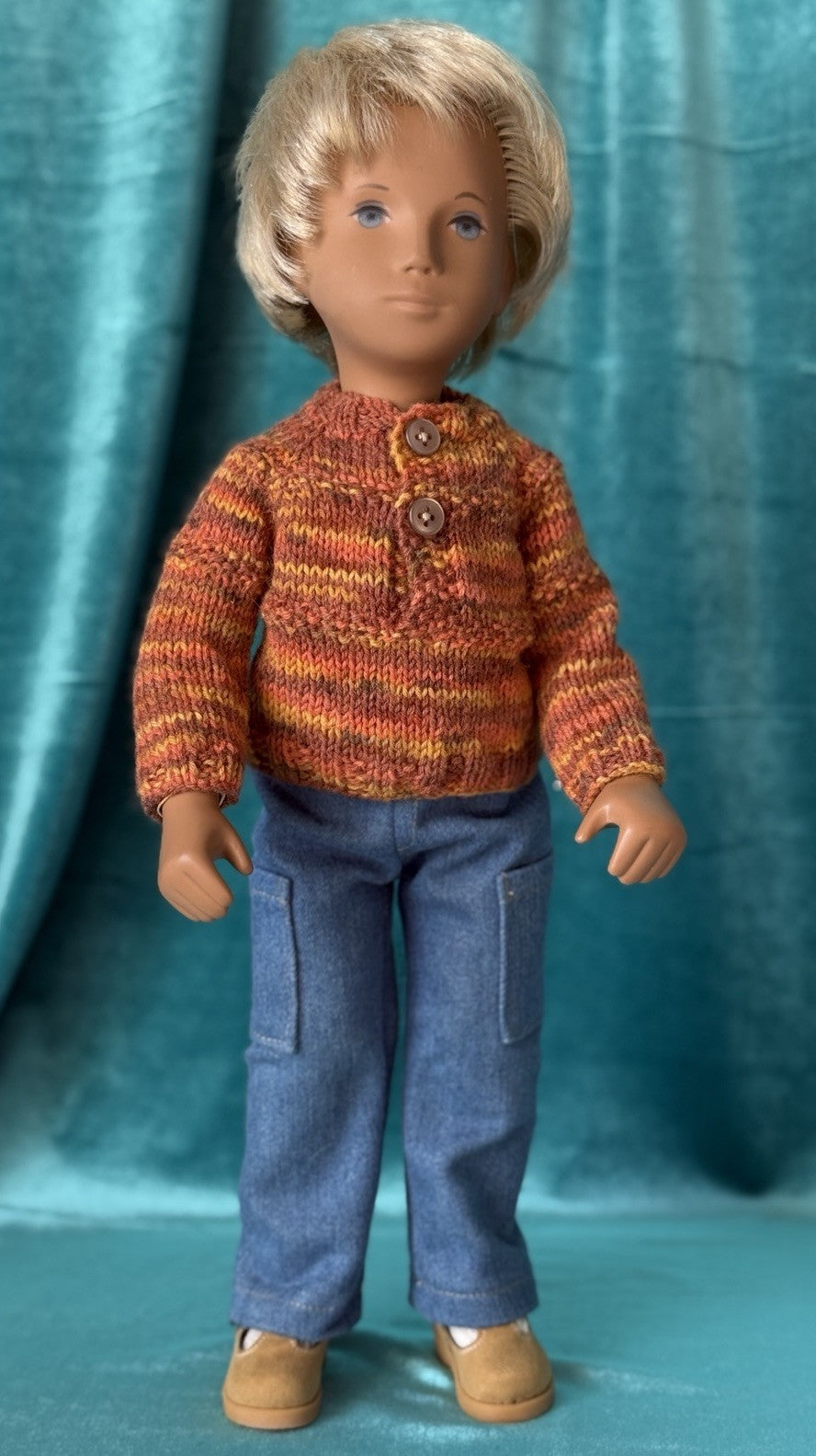 Collectible England Vinyl Sasha Gregor Blonde Boy Doll with Tag; Redressed