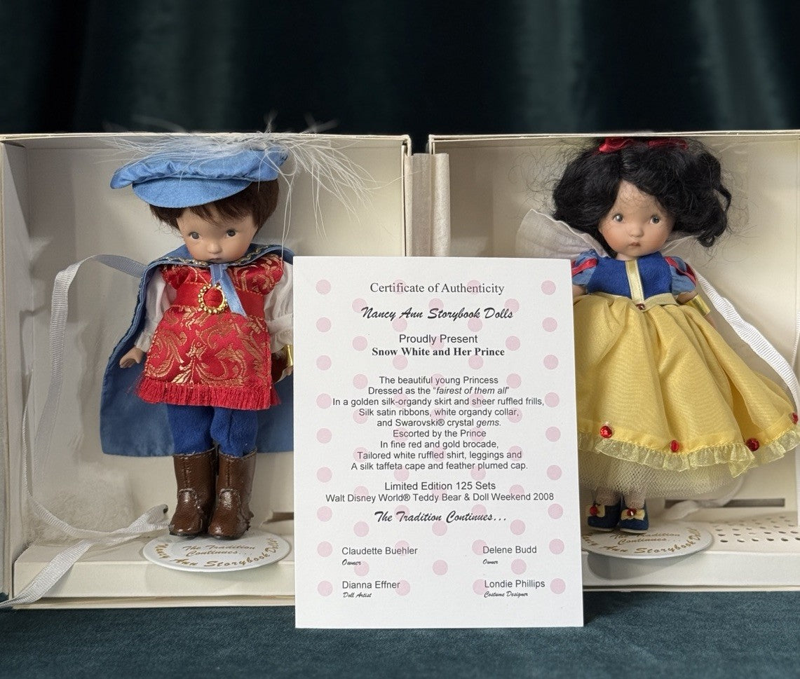 RARE MIB Lot Of 2 Nancy Ann Dolls Snow White And Her Prince Dianna Effner LE 125
