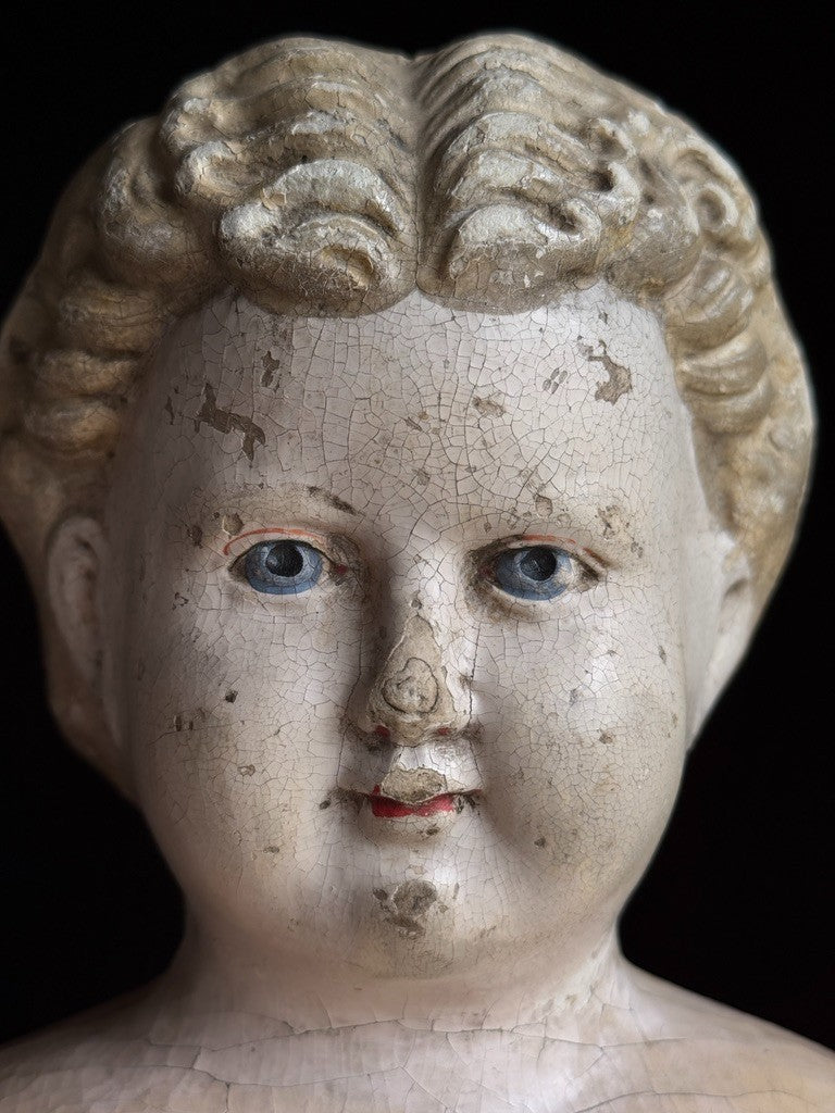 Rare Large Antique American 30” Greiner Papier Mache Head No. 11 Doll with Label