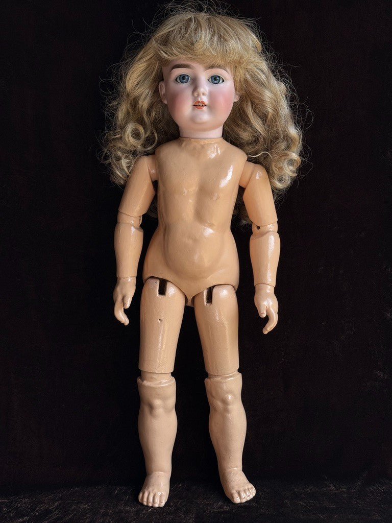 Large Antique German 27” Armand Marseille Bisque Socket Head Doll