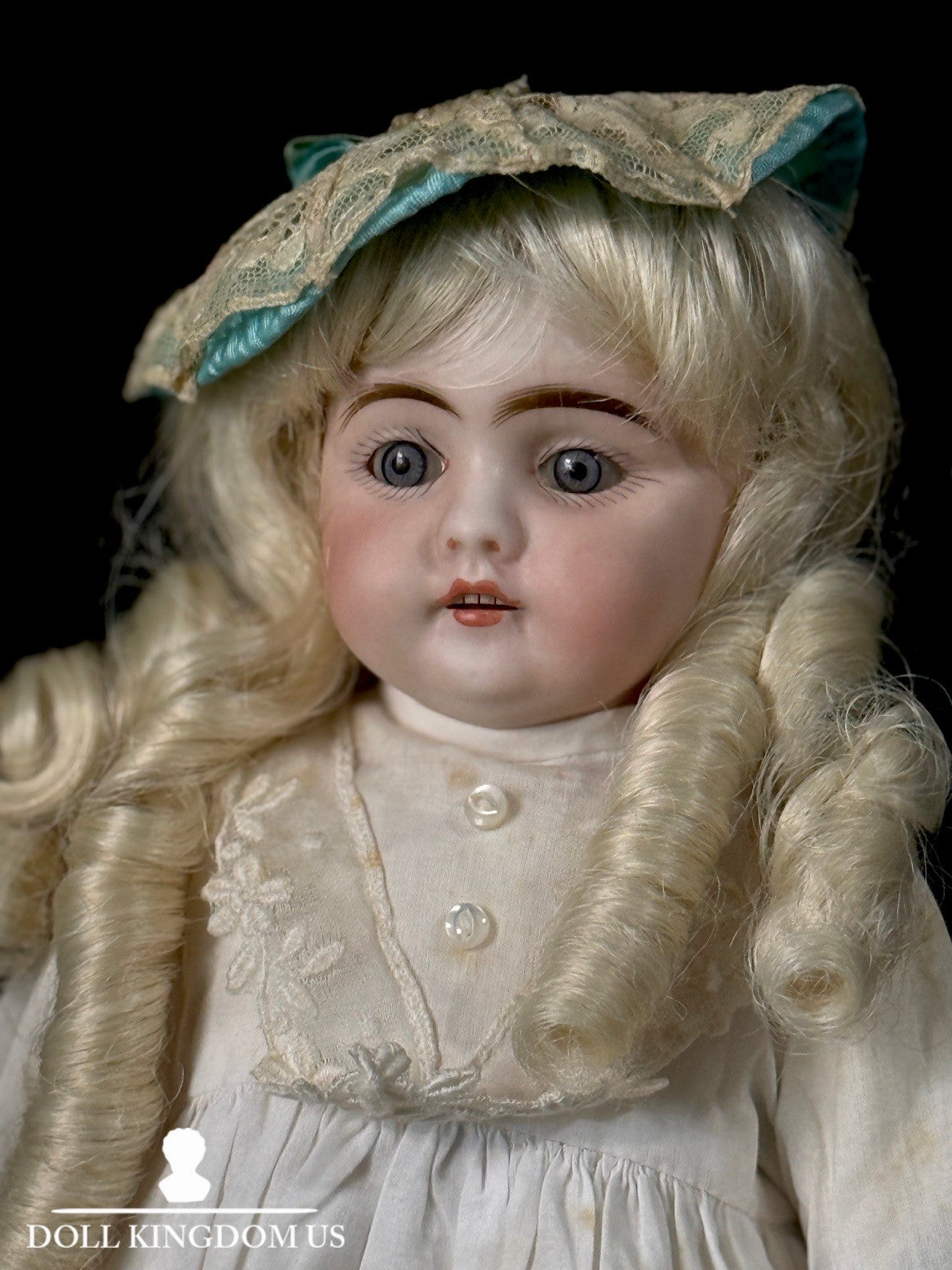 Antique German 12” Early Kestner Mold 143 Type Square Teeth Bisque Head Doll