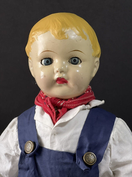 Antique 1920’s Composition Ideal Carrie Joy Character 18” Boy Doll Flirty Eyes