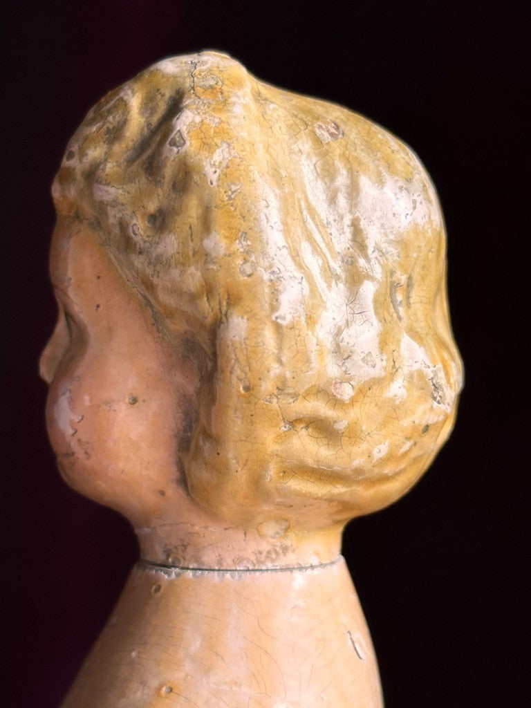 Antique American Mason & Taylor 11.5” Papier Mache Wood Metal Doll