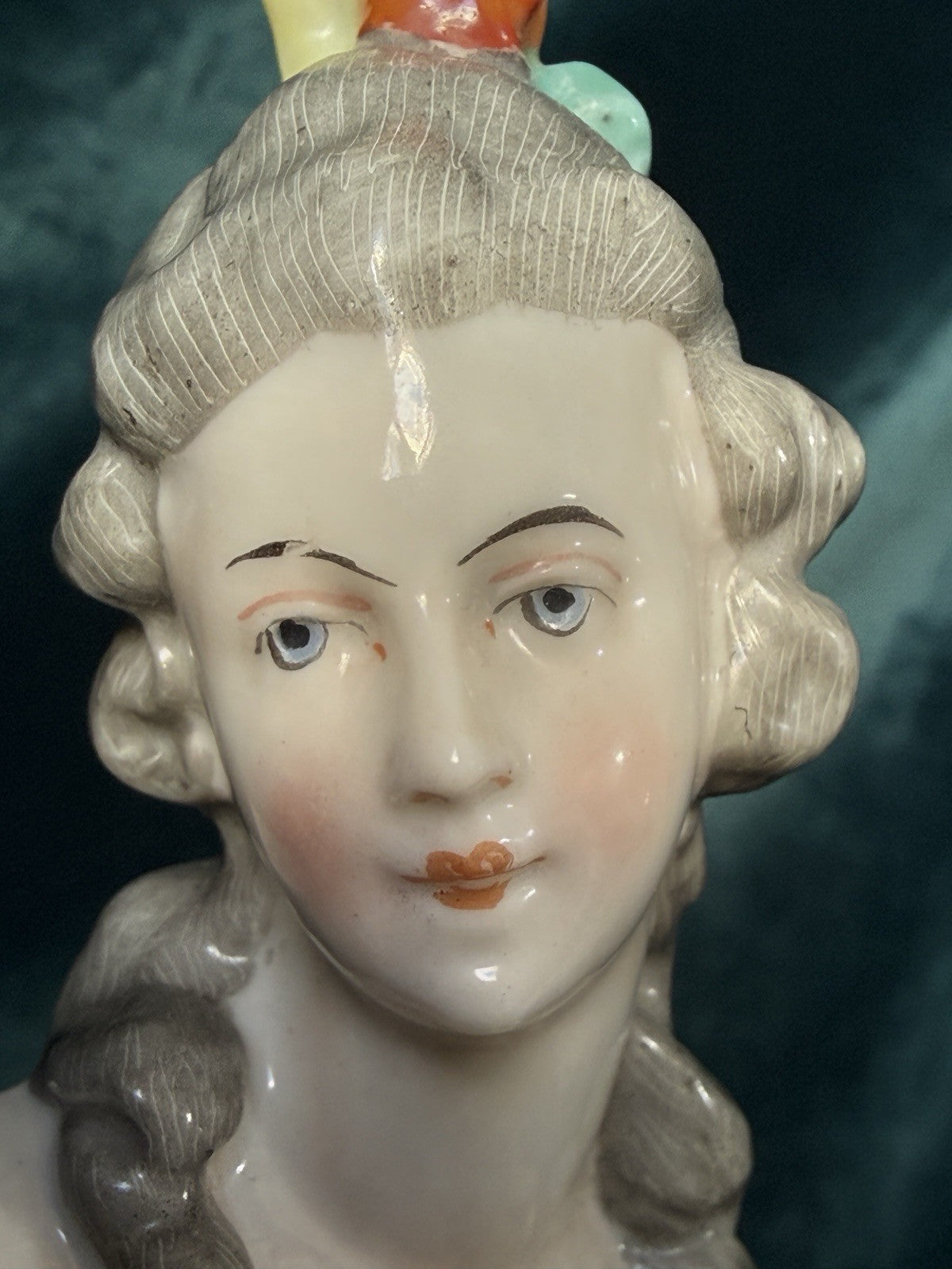 German Porcelain 5” Half Doll Marie Antoinette Style by Dressel and Kister