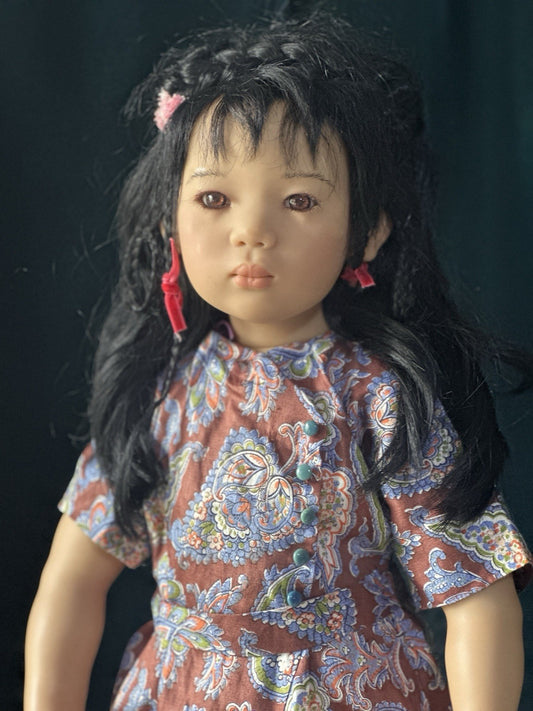 Collectible German Annette Himstedt Vinyl 26” Doll “Mia Yin” Redressed
