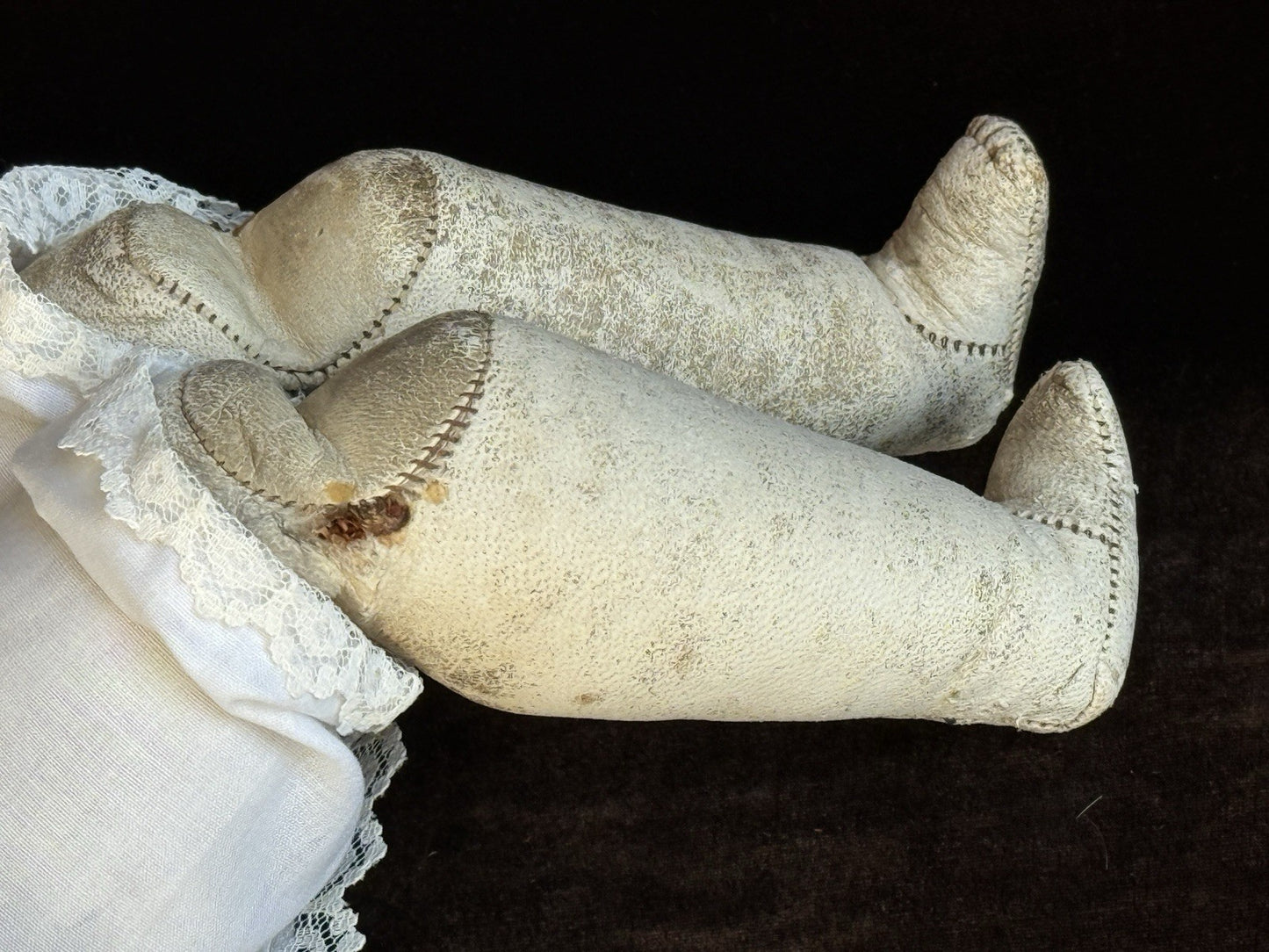 Antique German 18” Papier Mache Leather Body Doll