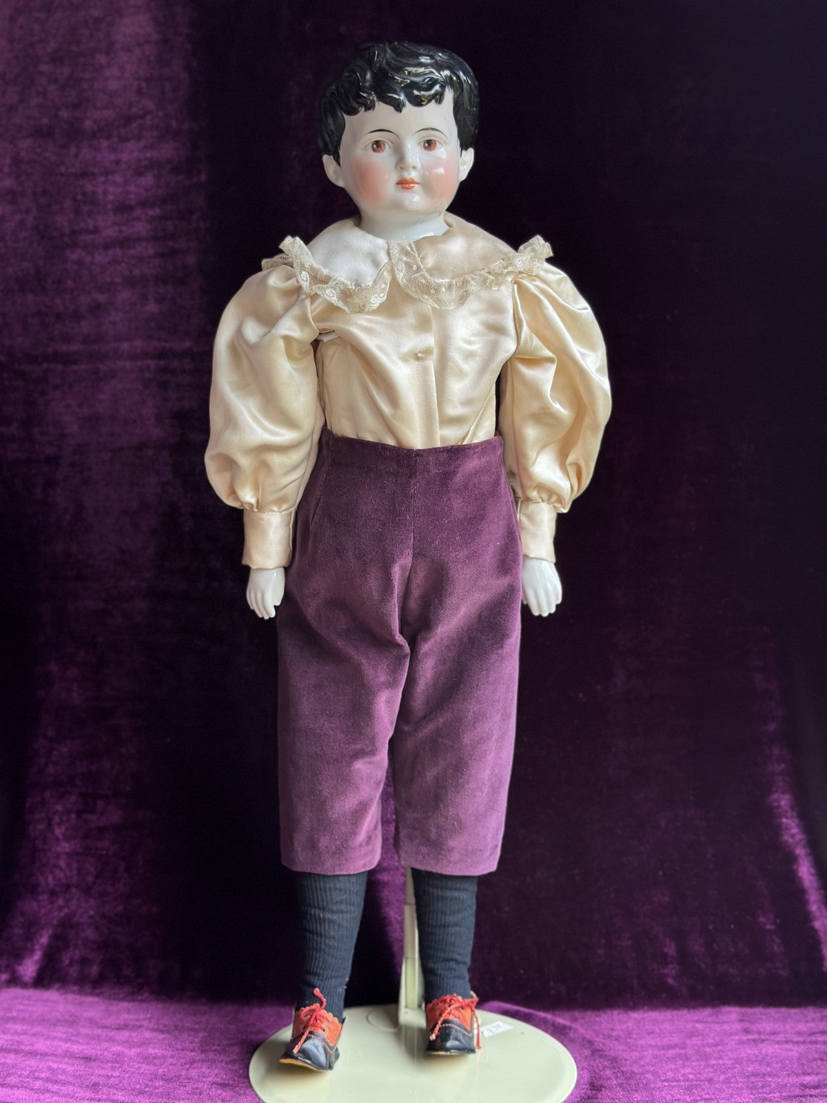 Rare Large Antique German 24” Brown Eyes China Shoulder Head Boy Doll