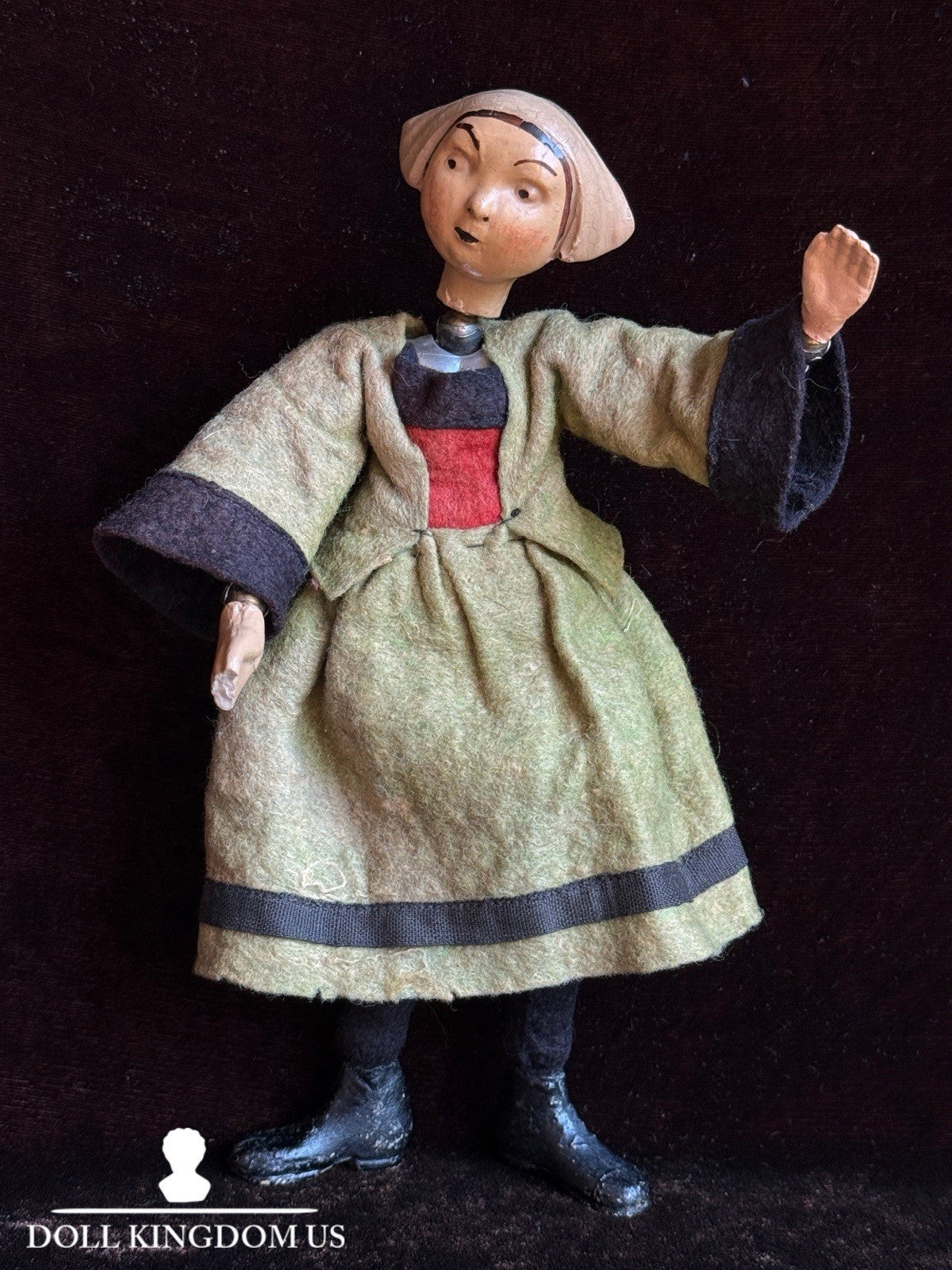 Antique Swiss 8” SABA Bucherer Becassine Ball Jointed Metal Character Doll Toy