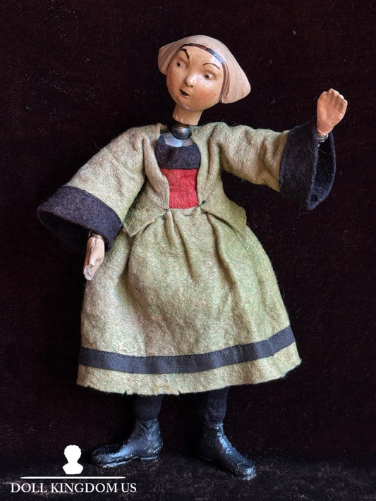 Antique Swiss 8” SABA Bucherer Becassine Ball Jointed Metal Character Doll Toy
