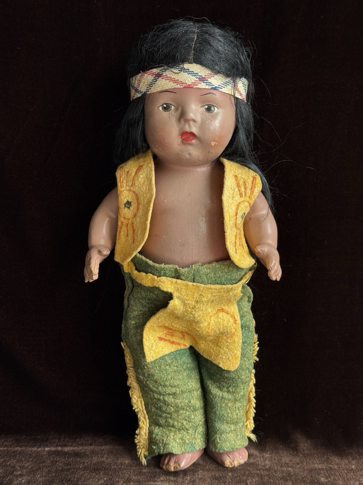 Vintage Reliable 12.5" Composition Indian Native American Doll