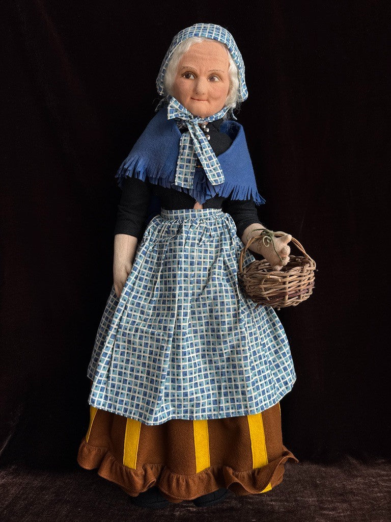 2 Large Vintage English Norah Wellings 25" Felt Cloth Elderly Couple Dolls