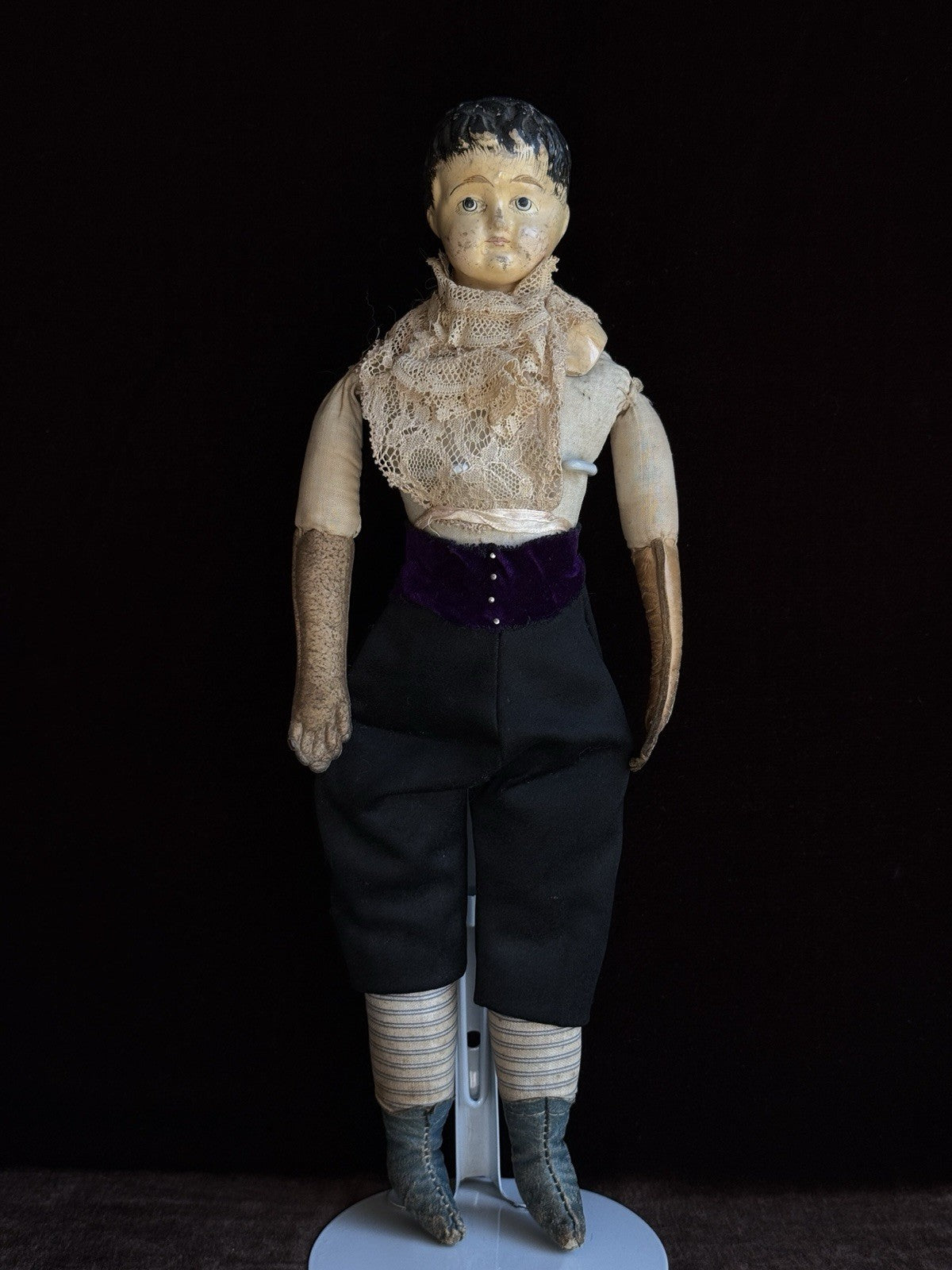 Antique German 14” Papier Mache Head Cloth Body Male Doll