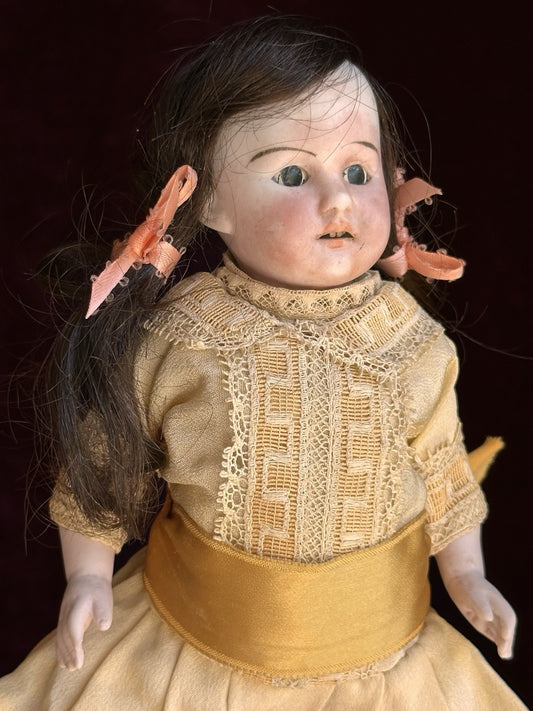 Large 8.5” Antique German Simon Halbig (?) All Bisque Mignonette Doll Knoch Head