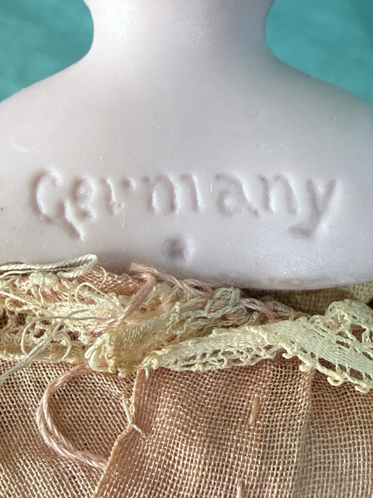 Antique German Bisque Cloth Miniature Dollhouse 9” Doll
