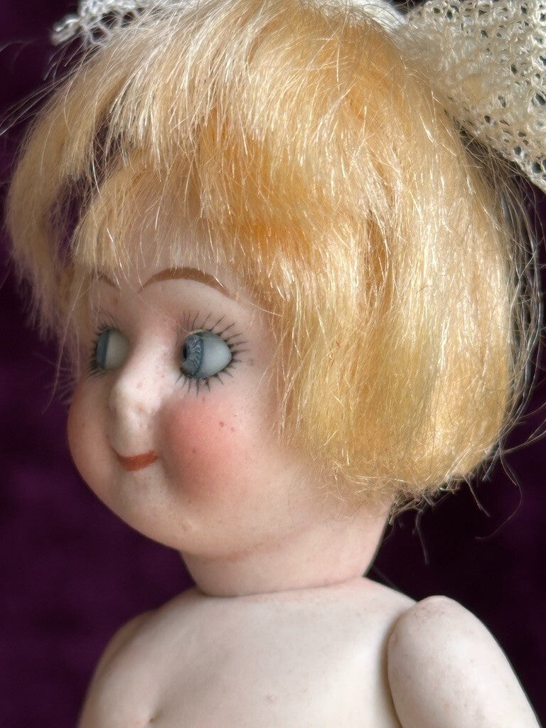 Antique German 4.5” Kestner 292 All Bisque Googly Eyes Doll