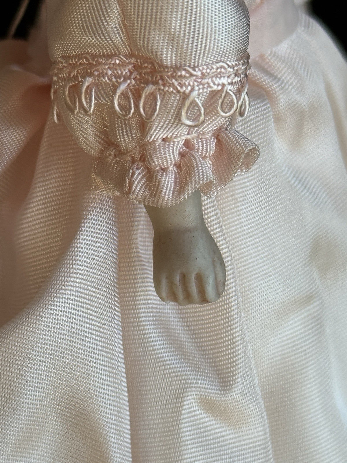 Antique German 7.5” Bisque Cloth Miniature Dollhouse China Doll