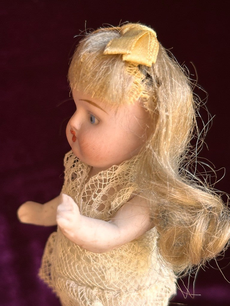 Antique German 4.5” Kestner All Bisque Mignonette Doll Closed Mouth