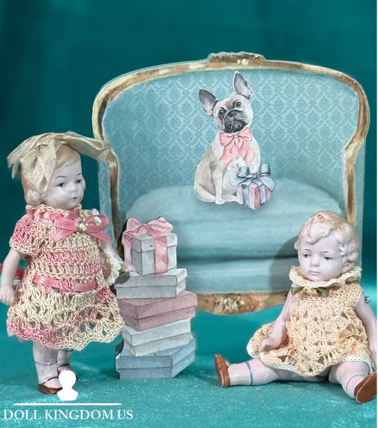 Lot Of 2 Antique German 4.5” All Bisque Limbach Mignonette Dolls