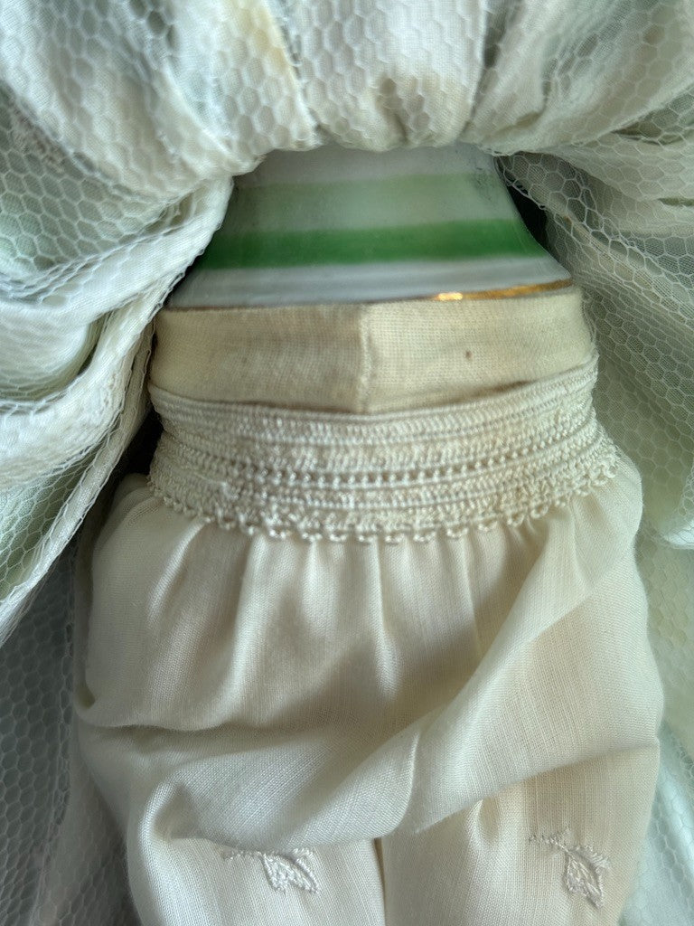 Vintage Japan (?) Cabinet Size 11.75” Dresden Style Molded Lace China Bust Doll