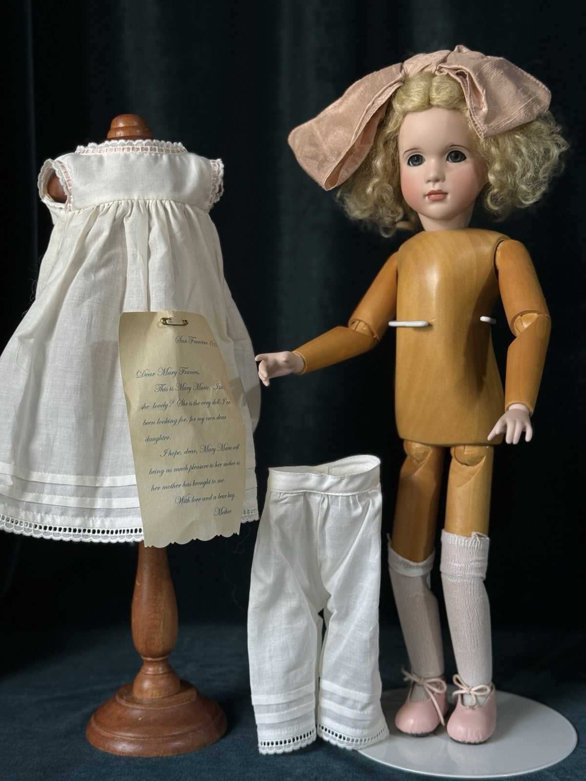 Large Wendy Lawton “Mary Marie” Wooden and Porcelain 16” Doll LE 250 Box