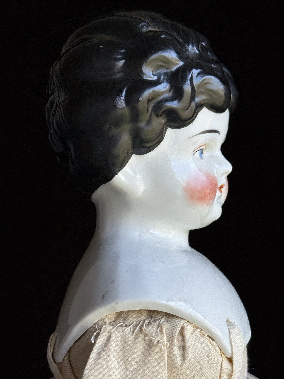 Antique German Hertwig 24” Lowbrow China Head Doll