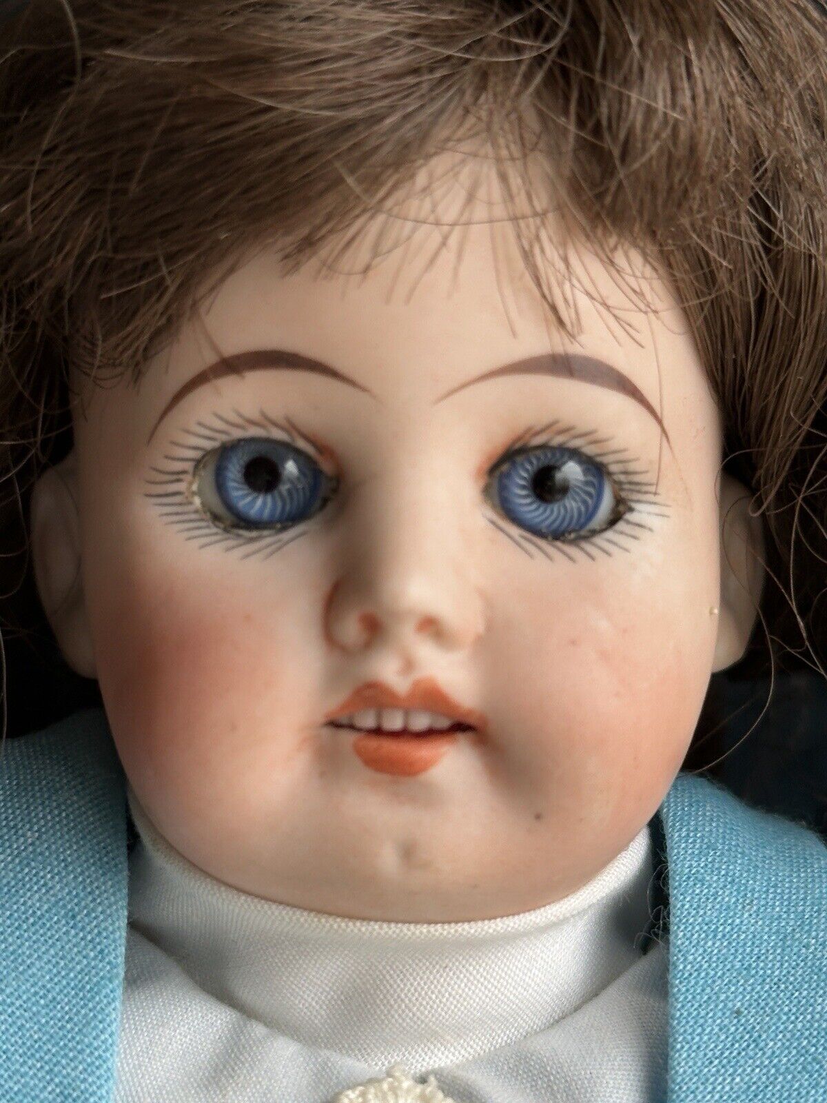 Antique German 12.5” Max Rader or Recknagel R DEP X Bisque Head Doll