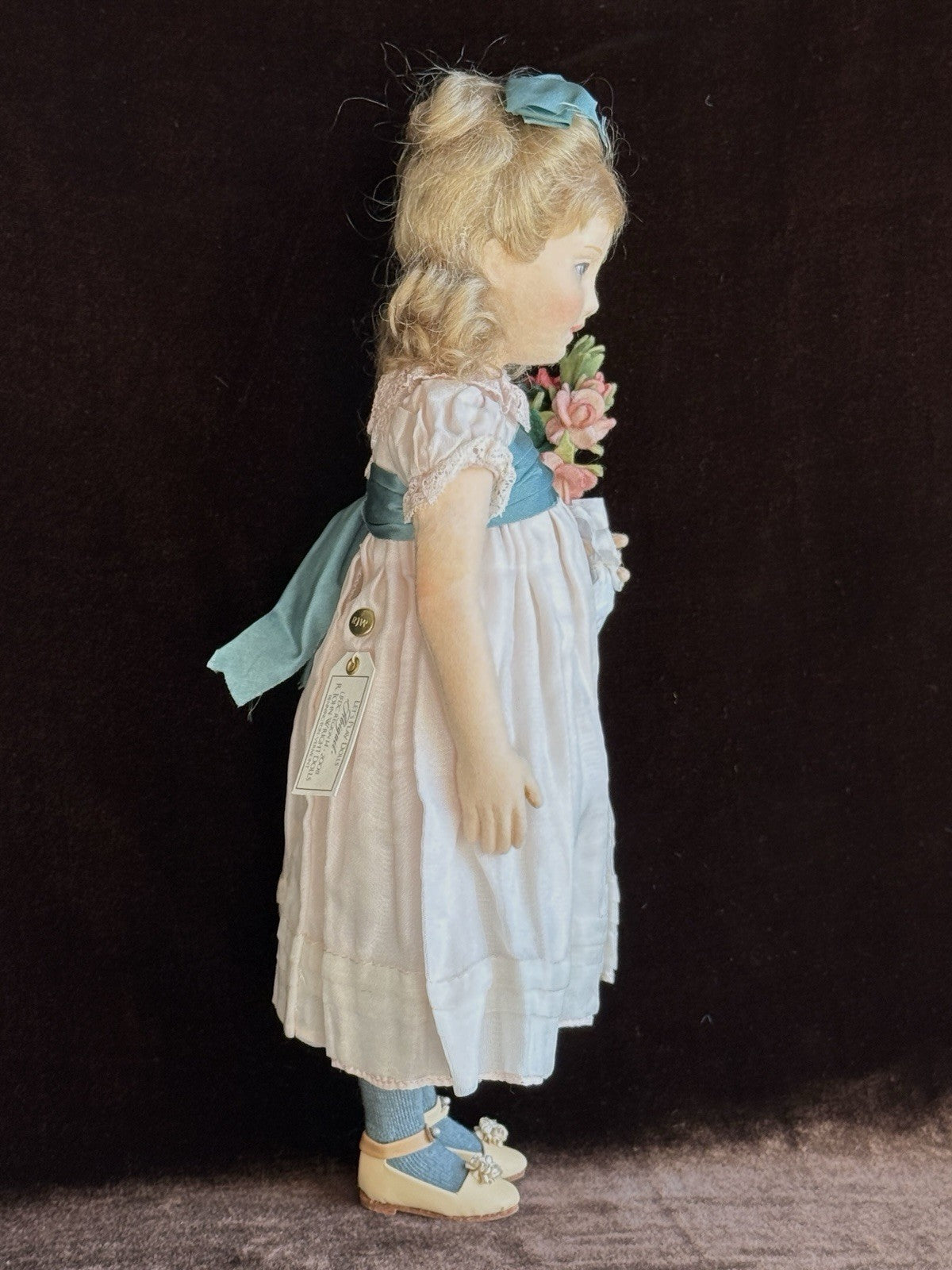 Collectible 12” John Wright UFDC Abigail Felt Girl Doll with Certificate