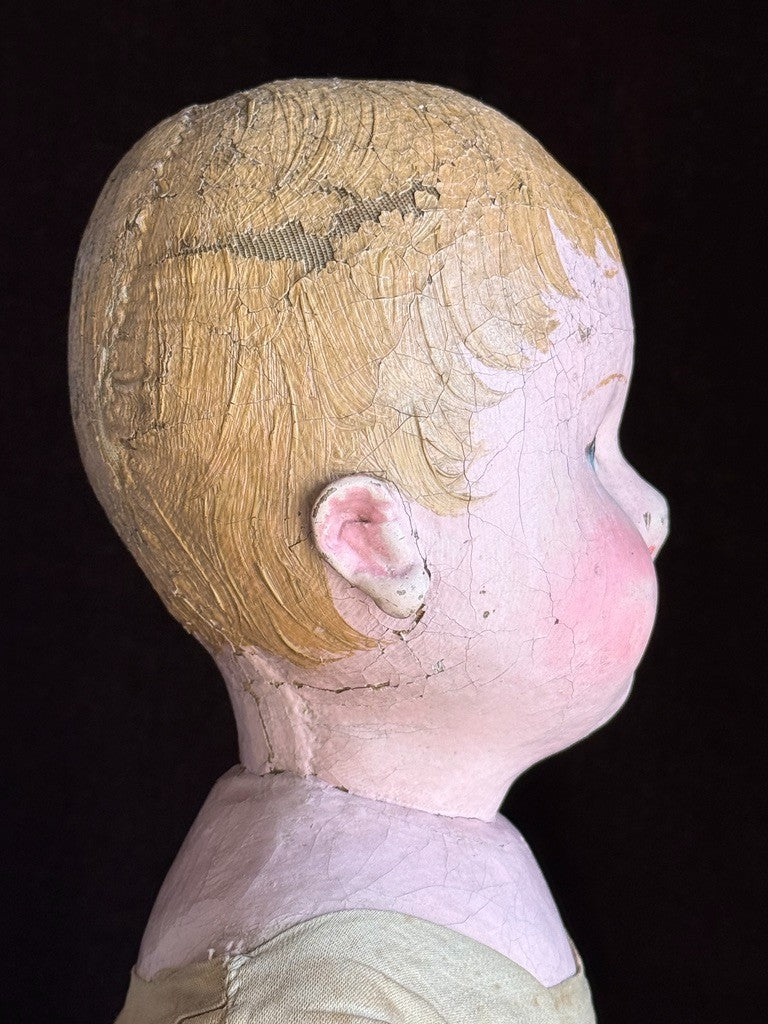 Antique American Martha Chase 20" Oil Painted Cloth Rag Baby Doll