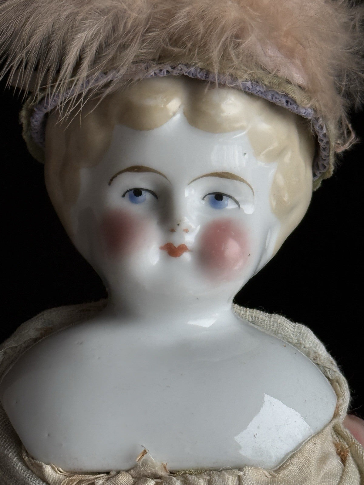 Antique German 14” Lowbrow China Shoulder Head Doll
