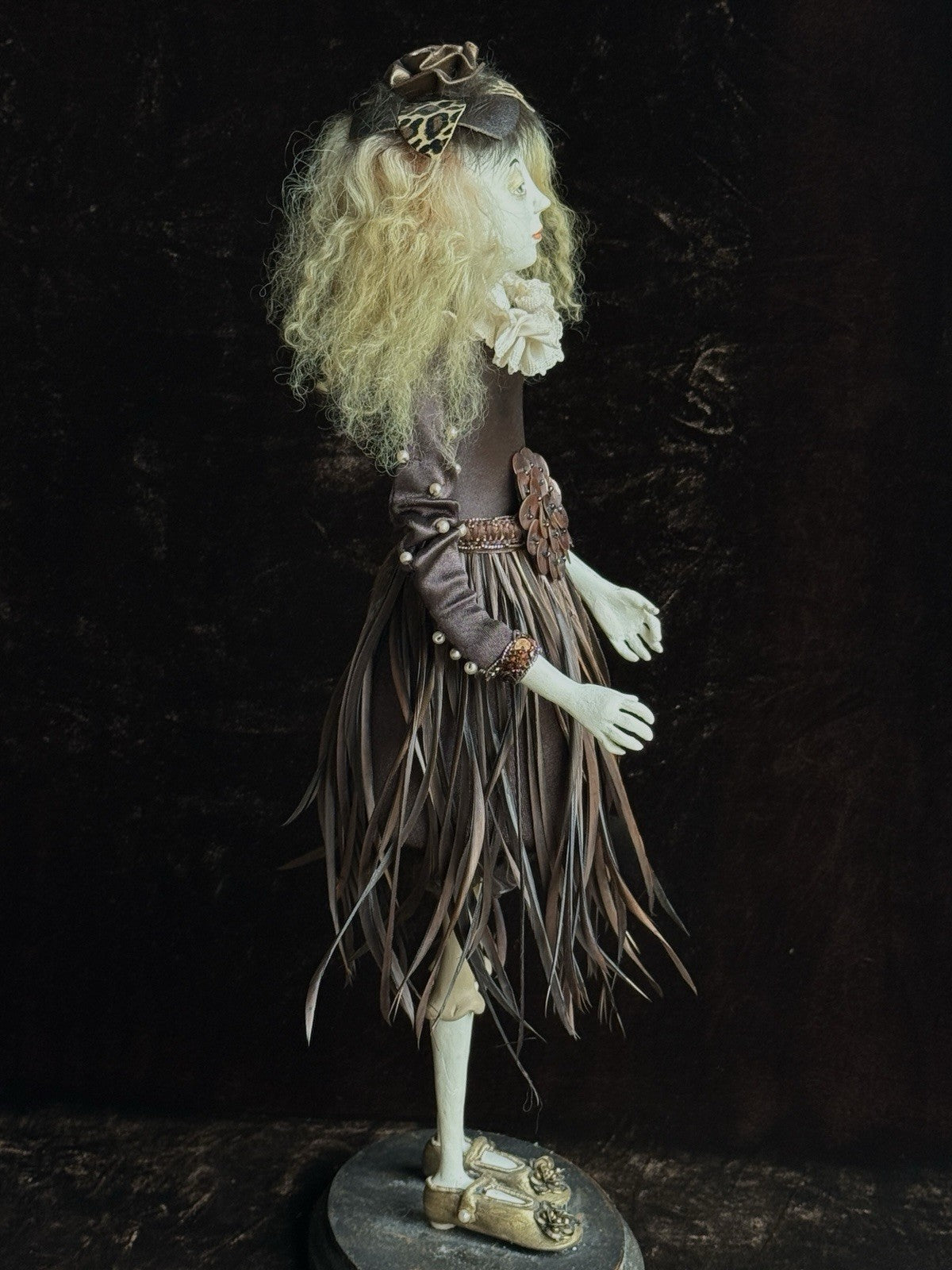 OOAK NIADA 17.5” Artist Ankie Daanen Paper Clay Mixed Media Character Doll