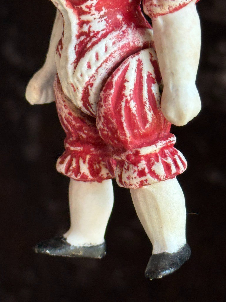 Antique German Miniature All Bisque Punch and Judy Dollhouse Character Doll