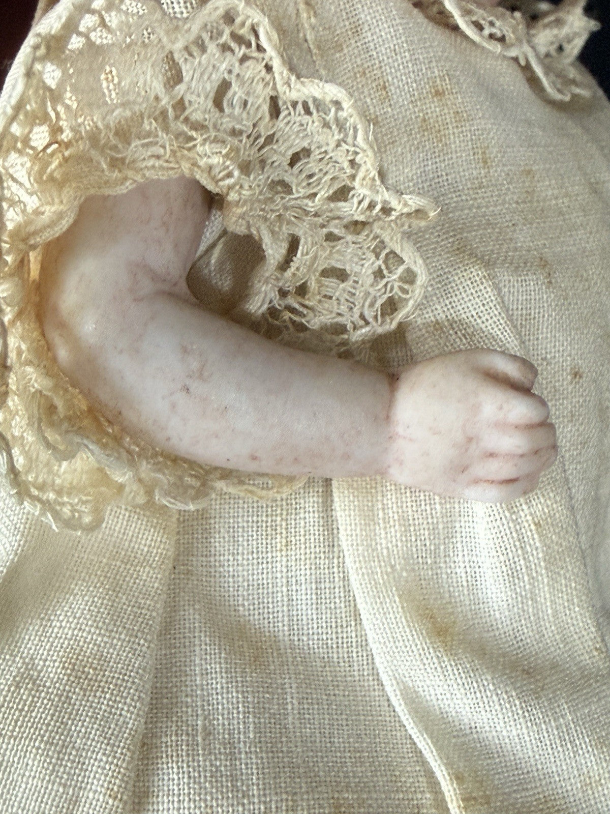 Antique German 5” All Bisque Miniature Baby Doll