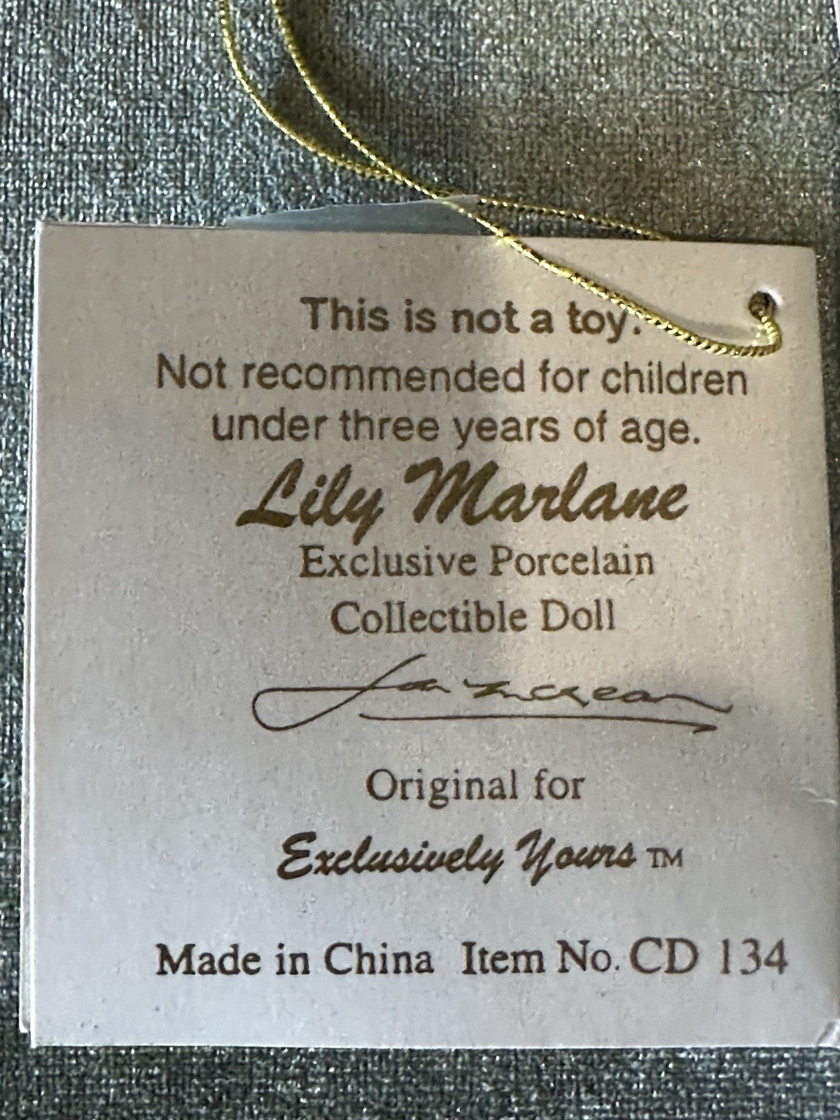 Jan Mclean 24" Porcelain Doll “Lily Marlane” Tag/COA For Exclusively Yours 1998