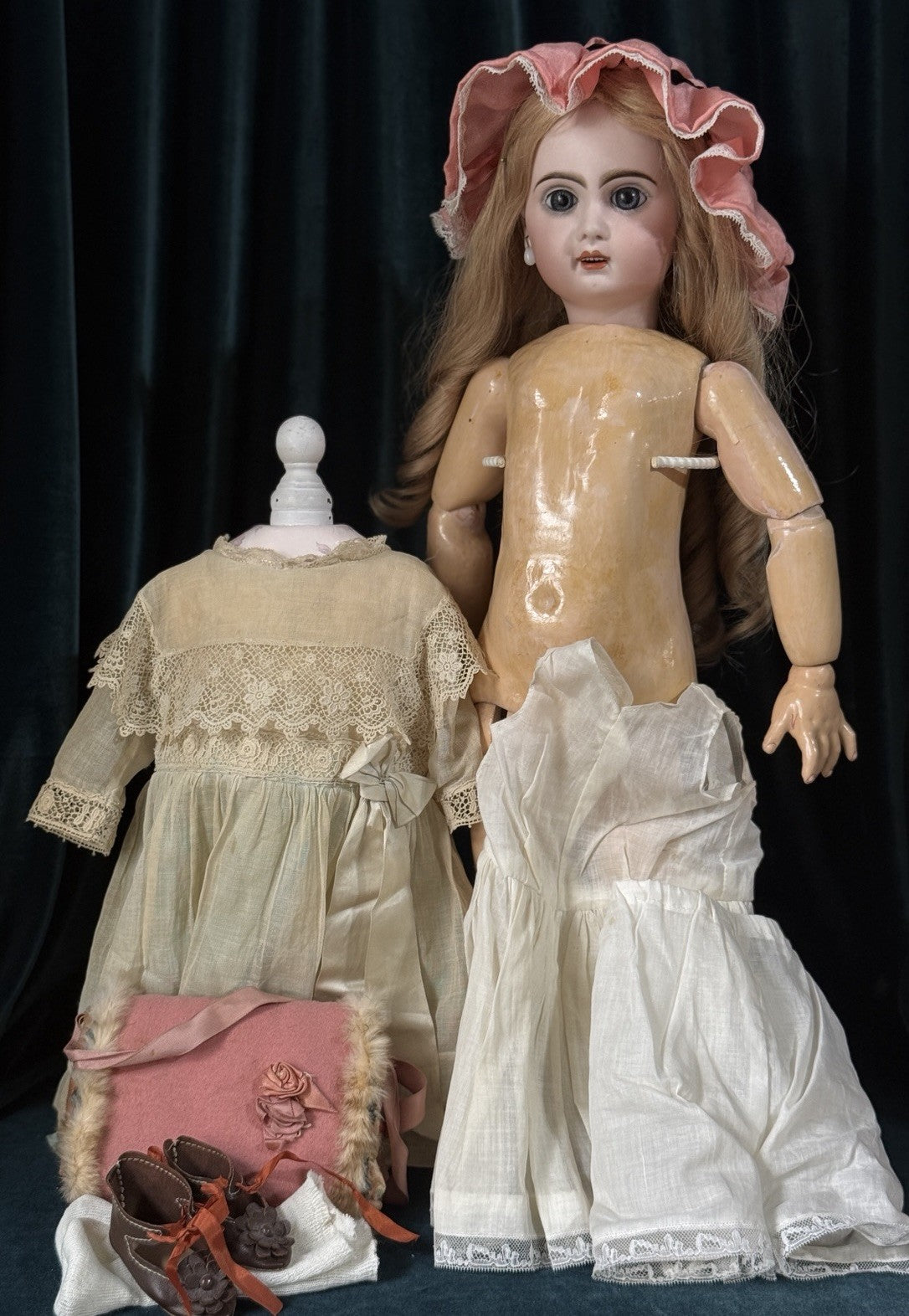 Antique French JUMEAU 23” Bisque Head Doll Size 9