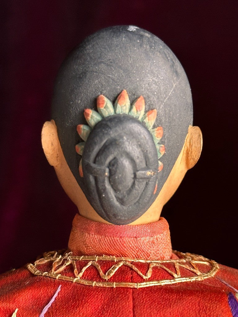 Pair of Antique Door of Hope Mission Carved Wood Cloth Bride and Groom Dolls