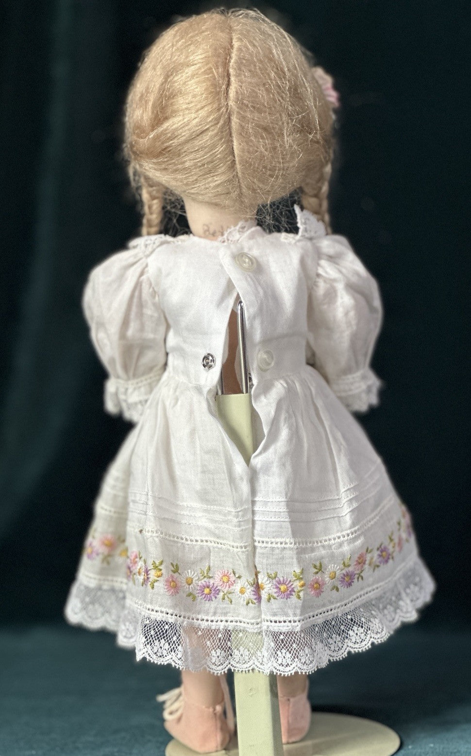 Porcelain/Composition 11” Reproduction of Antique French Bleuette Doll Blonde