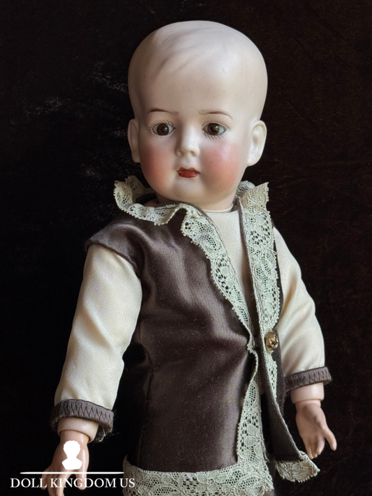 Antique German 15.5" Hertel Schwab Tommy Tucker Bisque Head Character Boy Doll