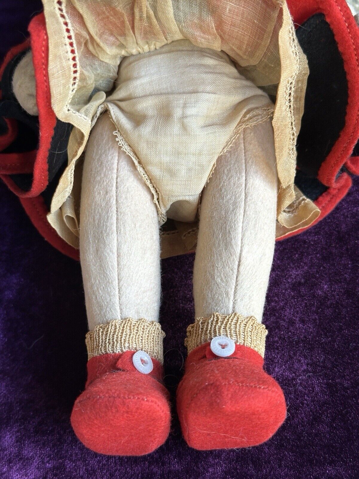 Vintage Italian All Original 12” Lenci 111 Series Felt Cloth Doll