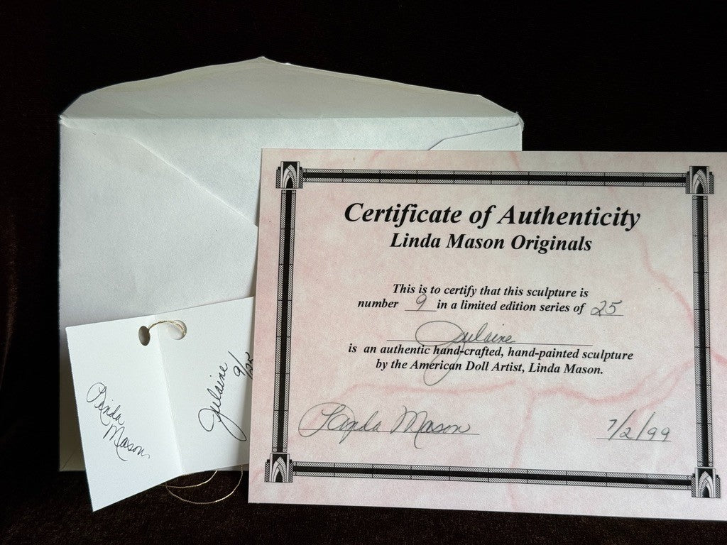 Collectible Porcelain 24” Linda Mason Julaine Doll LE 25 with Certificate Tag