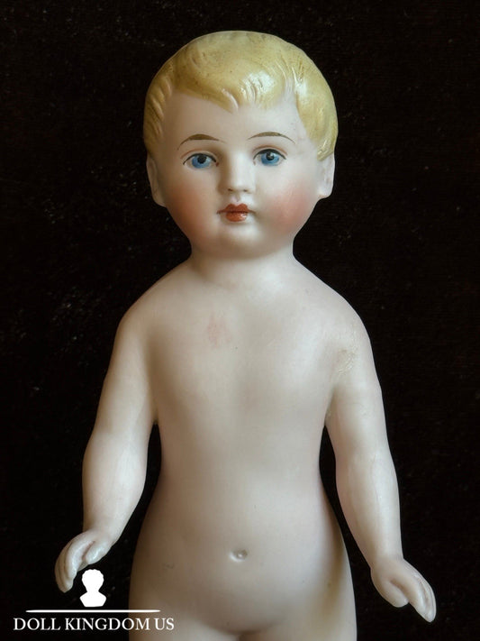 Antique German Bisque Miniature Large 6.5” Frozen Charlie Doll