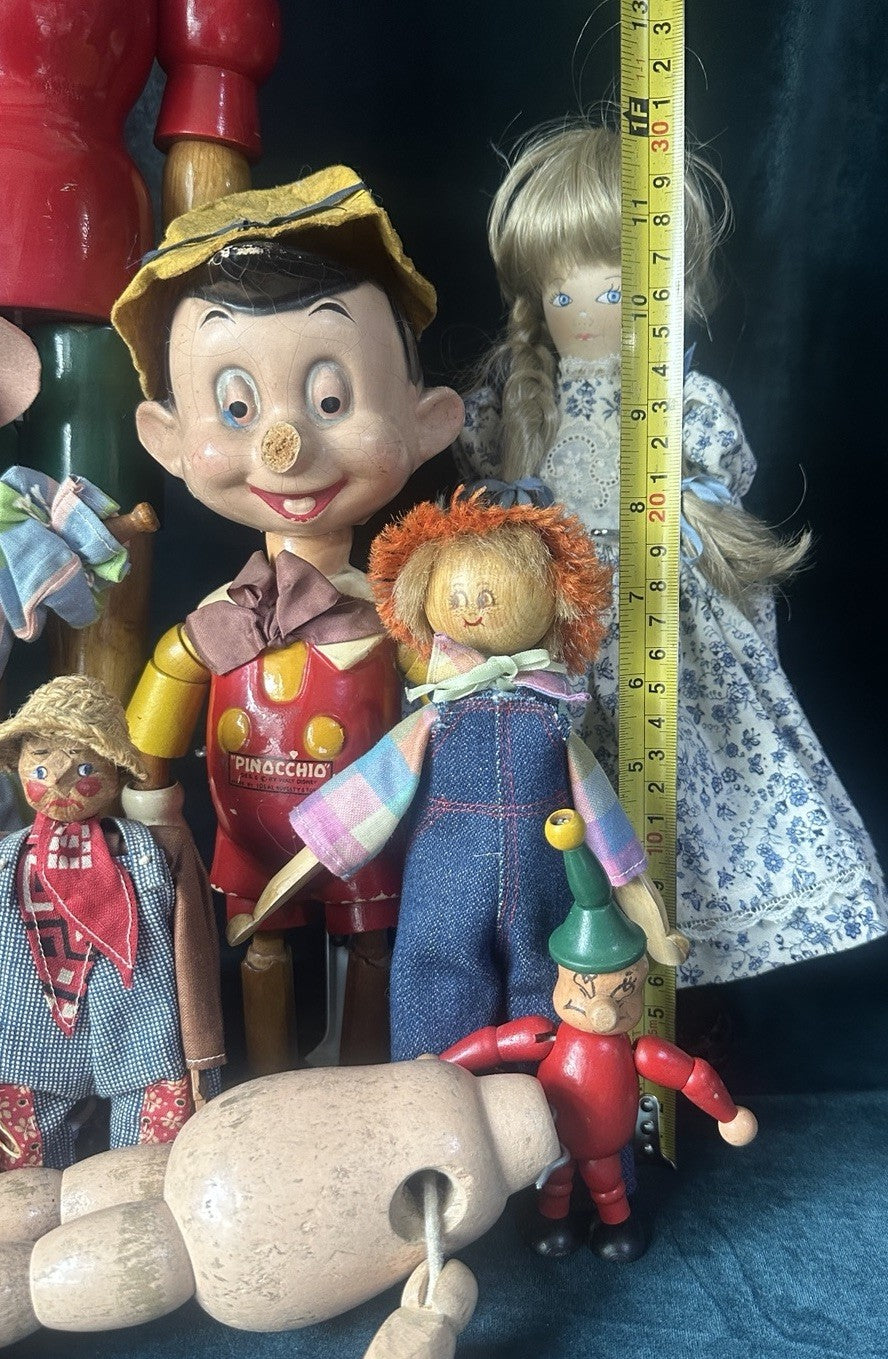 Lot Of 9 Wooden Collectible Dolls Including Ideal Company Disney’s Pinocchio