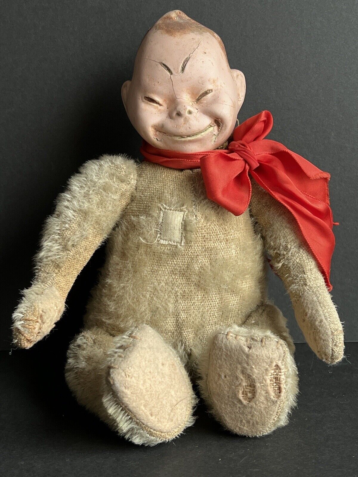 Rare Original Horsman 11” Composition Plush Billiken Jointed Toy Doll