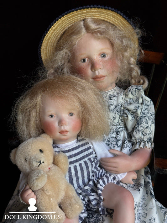 Set of 2 Porcelain Cloth Dolls by Artist Verena Eising